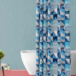 ArtzFolio White & Blue Printed Waterproof Shower Curtain-image-17