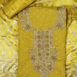 SALWAR STUDIO Floral Woven Design Sequinned Chanderi Silk Unstitched Dress Material-image-20