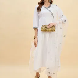 Anouk Rustic Women Floral Printed Angrakha Kurta with Trousers & With Dupatta-26