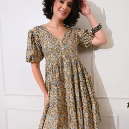 DECKEDUP Print Ruffled Fit & Flare Mini Dress-image-14