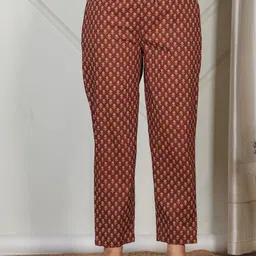 Aramya Printed Cotton Mid Rise Trousers-image-58