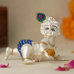 Voylla Silver-Toned Religious Baby Krishna Idol Showpiece-image-46