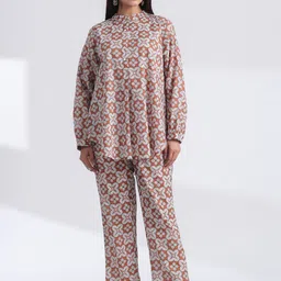 JAIPURRANG Women Printed Mandarin Collar Tunic With Trousers-picture-32