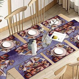 PRAKARTIK 6-Pcs Purple & Brown Cotton Printed Rectangle Table Placemats-10