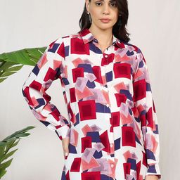 MomToBe Print Shirt Style Longline Top-image-57
