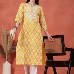Sangria Floral Printed Round Neck Straight Kurta-picture-18