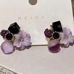 AKISON JEWELS Gold Plated Floral Studs Earrings-image-27