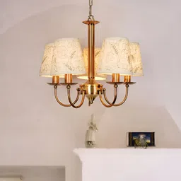 Fos Lighting Gold-Toned & White Textured Frustum Shaped Ceiling Lamp-image-71