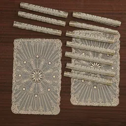 Kuber Industries Gold Toned & Off White 12 Pieces Textured Anti-SlipTable Placemats-40