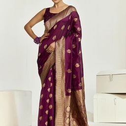all about you Floral Woven Design Zari Banarasi Saree-image-83