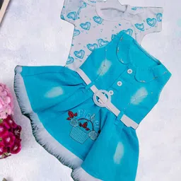 FASHION GRAB Print Denim Fit & Flare Dress-56