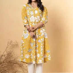 Readiprint Floral Printed V-Neck A-Line Kurta With Trousers-picture-10
