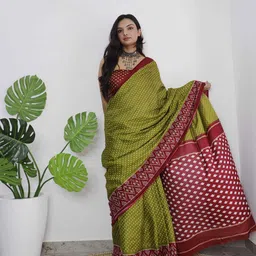 HERE&NOW Pure Cotton Bagru Saree-picture-48