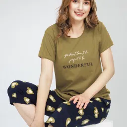 Women Top & Capri Set Green Printed-image-20