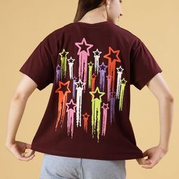 V-Mart Women Geometric Printed Round Neck Oversized T-shirt-picture-30