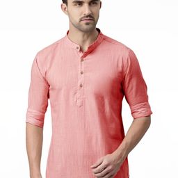 BHUVIKOO Men Peach Kurtas-image-69