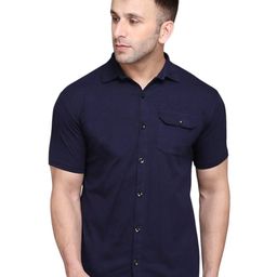Blisstone Spread Collar Short Sleeves Cotton Shirt-picture-1