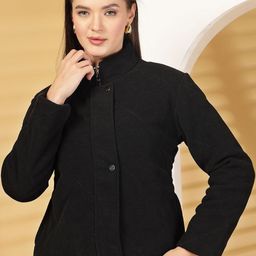 Juelle Women Mock Collar Self Design Tailored Jacket-image-37