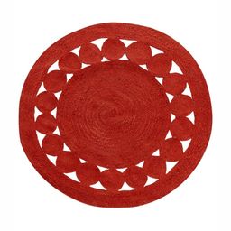 Art Avenue Peony Red Textured Round Floor Jute Carpet-image-12