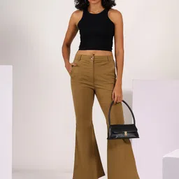 MABISH by Sonal Jain Women Urban Slim Bootcut Fit Stretchable Cotton Regular Trousers-image-86