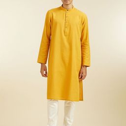 Diwas by Manyavar Mandarin Collar Pure Cotton Straight Kurta With Pyjamas-picture-6