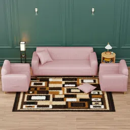 Myntra Elegant Homes Pink Self Design Jacquard 5 Seater Sofa Cover With Arms-image-45