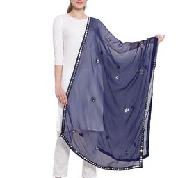 Karthav Fashion Floral Embroidered Mirror Work Chiffon Barfi Dupatta-picture-25
