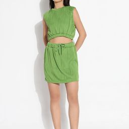 SHOWOFF Round Neck Crop Top With Skirt Co-Ords-image-73