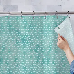 ArtzFolio Turquoise Blue Printed Waterproof Shower Curtain-image-68