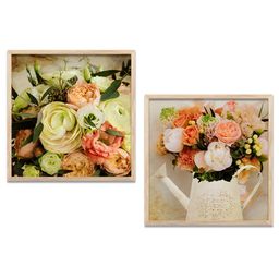 Kotart White & Green & 2 Pieces Floral Wooden Wall Arts-picture-26