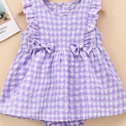 YK Girls Checked Fit and Flare Knee Length Dress-image-28