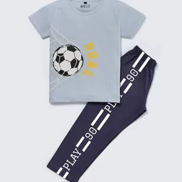 Nite Flite Boys Goal Printed Round Neck Pure Cotton Night Suit-picture-56