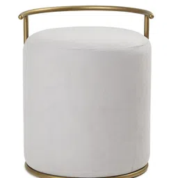 Blck Homes Grey Cotton & Metal Round Ottoman-image-54