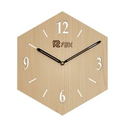 12 fox Beige Wooden Analogue Wall Clock-image-99