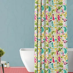 ArtzFolio White & Green Printed Waterproof Shower Curtain-image-93