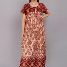 AAKARSHANA CREATION Red Pure Cotton Maxi Printed Nightdress-picture-24