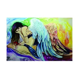 Inephos Green & Blue1 Piece Beautiful Angel Abstract Canvas Wall Art-47