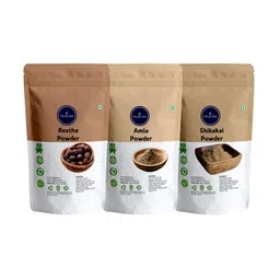 VEDICINE Set Of 3 Brown Amla Reetha Shikakai Powder For Hair Care - 100 g Each-95