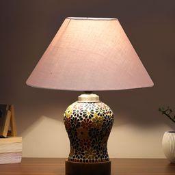 Devansh Grey Wood Traditional Frusturical Shaped Table Lamp-7