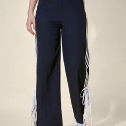 QIOA Women Side Stripes Relaxed Fit Ankle Tie Detail Track Pants-image-18