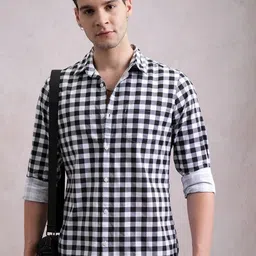 The Cloth Crow Men Comfort Gingham Checks Checked Casual Shirt-image-82