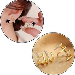 DressBerry Set Of 2 Agate Studded Contemporary Shaped Studs-15