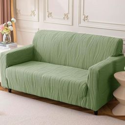 House Of QuirkDouble Seater Jacquard Waterproof Crizzle Pattern Fabric Sofa Cover-image-56