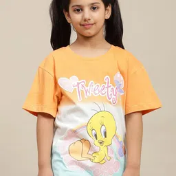 Kids Ville Girls Looney Tunes Printed Relaxed Fit Pure Cotton Tshirt-35