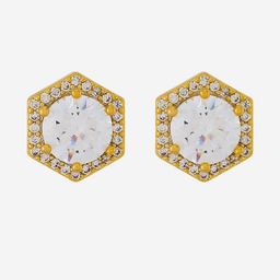 Kushal's Fashion Jewellery Gold-Plated Geometric Shaped Zircon Studded Studs Earrings-picture-32