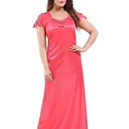 LIFE-TALE Women Pink Satin Nightdress-image-27
