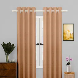 Kuber Industries Gold-Toned 2 Pieces Eyelet Cotton Long Door Curtains-image-92