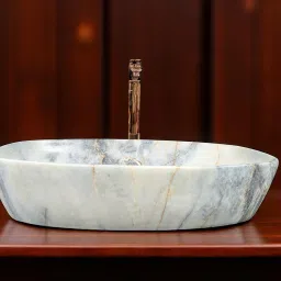 Branded Designer Ceramic Washbasin With Waste Coupling & Pipe Set (24x15x5)(M-1049)Matt Table Top Basin-image-43