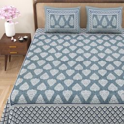 Myntra Elegant Homes Blue & White Floral Cotton 180TC Double King Bedsheet Set-2.75mx2.25m-image-85