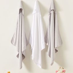 Juniors by Babyshop Kids White & Grey 3 Pieces Cotton 210 GSM Bath Towels-96